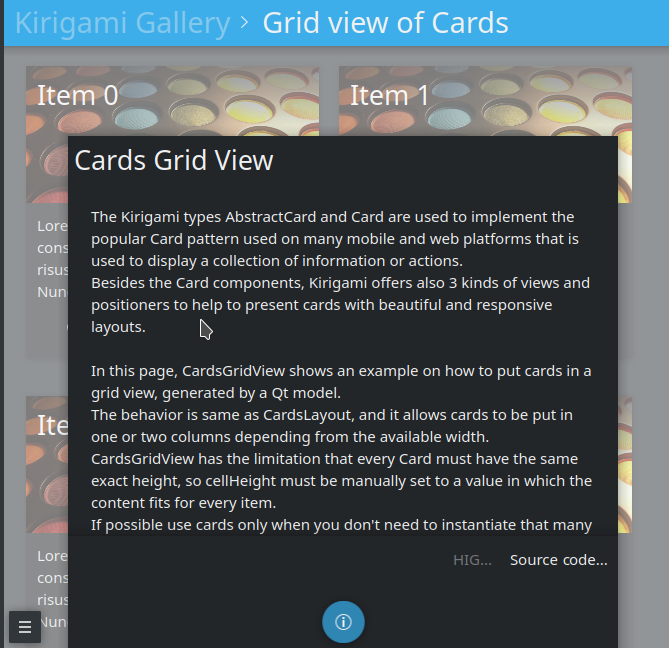 kirigami gallery card grid view